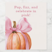 Little Pumpkin Baby Dusche - Pink Bow Fall Weinetikett (Einzelnes Label)