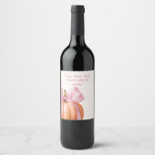 Little Pumpkin Baby Dusche - Pink Bow Fall Weinetikett (Vorderseite)