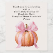 Little Pumpkin Baby Dusche - Pink Bow Fall Weinetikett (Einzelnes Label)