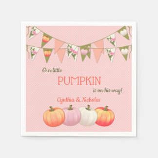 Little Pumpkin Baby Dusche Pink Peach Elfenbein Serviette
