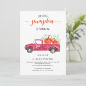 Little Pumpkin Baby Dusche Red Truck Herbst Herbst Einladung (Stehend Vorderseite)