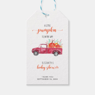 Little Pumpkin Baby Dusche Red Truck Herbst Herbst Geschenkanhänger