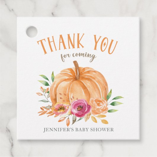 Little Pumpkin Baby Dusche Vielen Dank für Ihre Un Geschenkanhänger (Vorderseite)