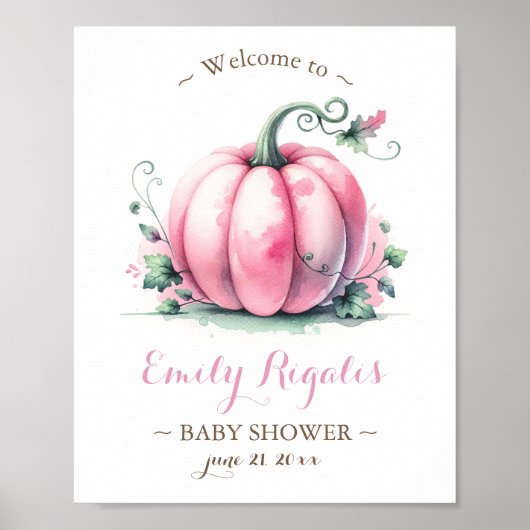 Little Pumpkin Baby Duschzeichen - Pink Poster (Vorne)