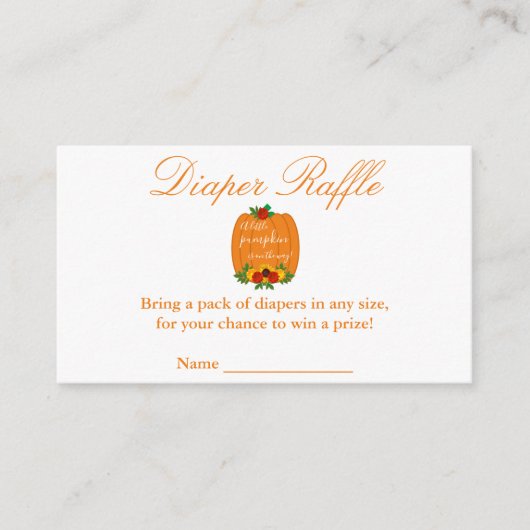 Little Pumpkin Baby Duwer Diaper Raffle Begleitkarte (Vorderseite)
