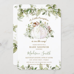 Little Pumpkin Baby Duwer Greenery Gender Neutral Einladung