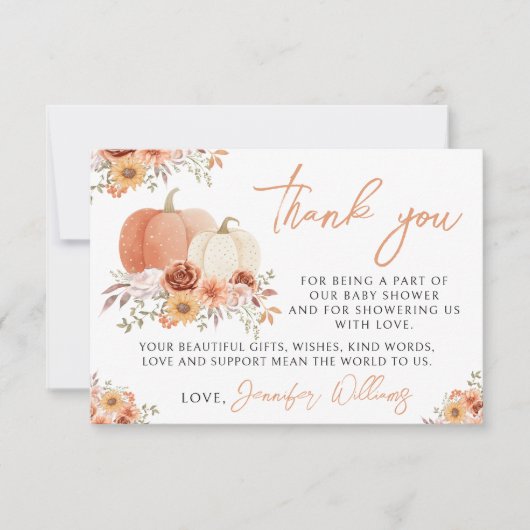 Little Pumpkin Baby Girl Dusche Danke Karte (Vorderseite)