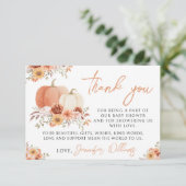 Little Pumpkin Baby Girl Dusche Danke Karte (Stehend Vorderseite)
