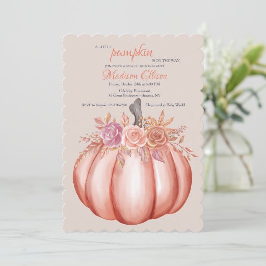 Little Pumpkin Baby Girl Duwer Einladung (Stehend Vorderseite)