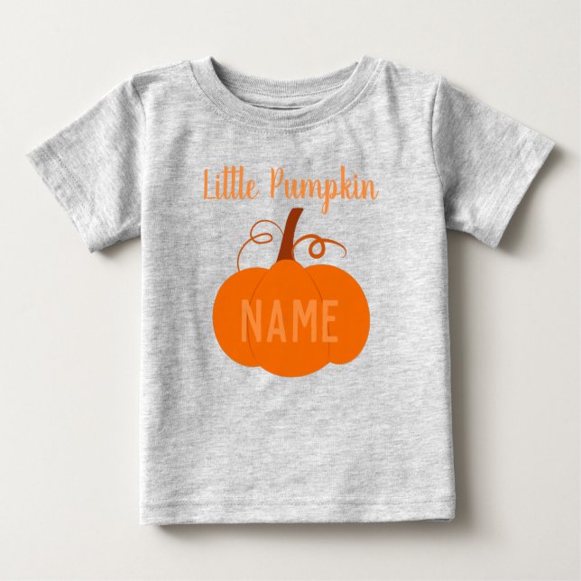 "Little Pumpkin" Baby Name Fall Baby T-shirt (Vorderseite)