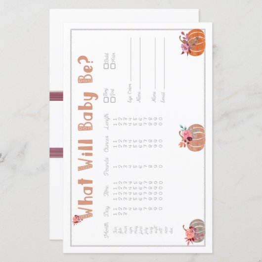 Little Pumpkin Baby Predictor (Vorne/Hinten)