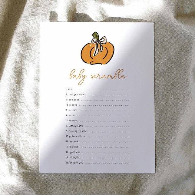 Little Pumpkin Baby Scramble Baby Showspiel (Cute little pumpkin Baby Shower Baby Scramble game.)