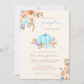 Little Pumpkin Baby Shower Blue Boy Einladung (Vorderseite)