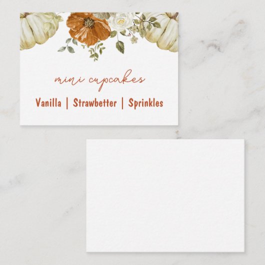 Little Pumpkin Baby Shower Buffet Card Mitteilungskarte (Vorne/Hinten)