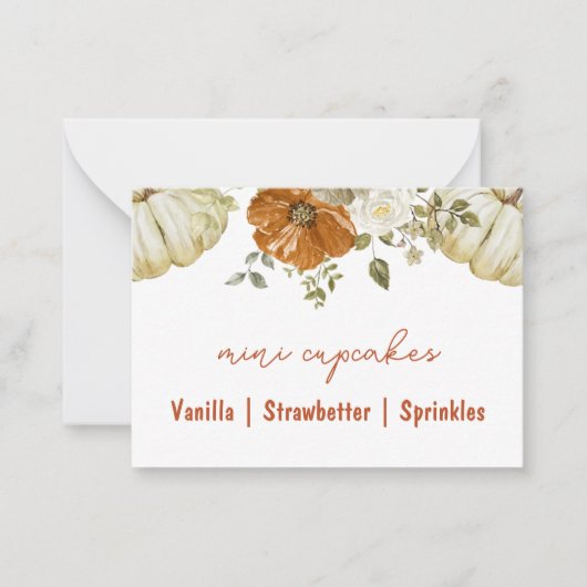 Little Pumpkin Baby Shower Buffet Card Mitteilungskarte (Vorderseite)