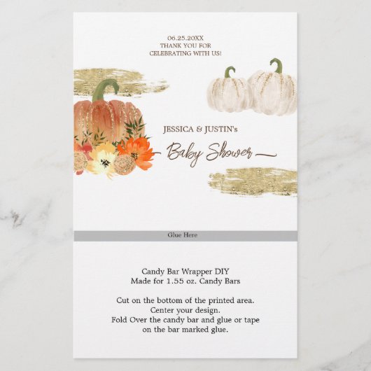 Little Pumpkin Baby Shower Candy Bar Wrapper (Vorderseite)