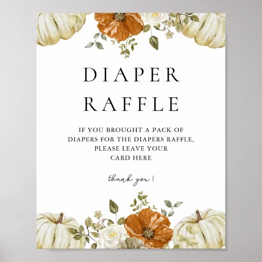 Little Pumpkin Baby Shower Dipaer Raffle Sign Poster (Vorne)