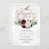 Little Pumpkin Baby Shower Einladung Fall Floral (Vorne/Hinten)