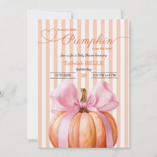 Little Pumpkin Baby Shower Einladung - Pink Bow