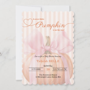 Little Pumpkin Baby Shower Einladung - Pink Bow