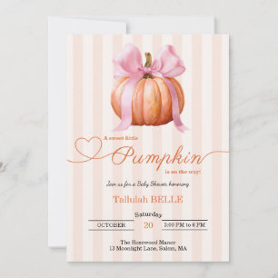 Little Pumpkin Baby Shower Einladung - Pink Bow