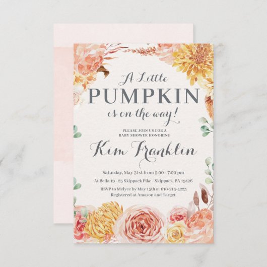 Little PUMPKIN BABY SHOWER EINLADUNGEN (Vorne/Hinten)