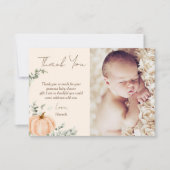 Little Pumpkin Baby Shower Foto Dankeskarte (Vorderseite)