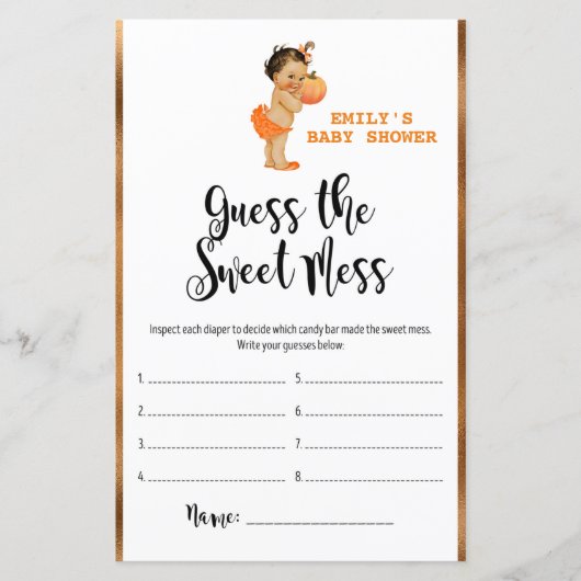 Little Pumpkin Baby Shower Game PRINTED (Vorderseite)