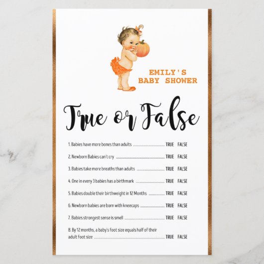 Little Pumpkin Baby Shower Game PRINTED (Vorderseite)