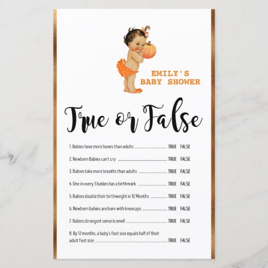 Little Pumpkin Baby Shower Game PRINTED (Vorderseite)