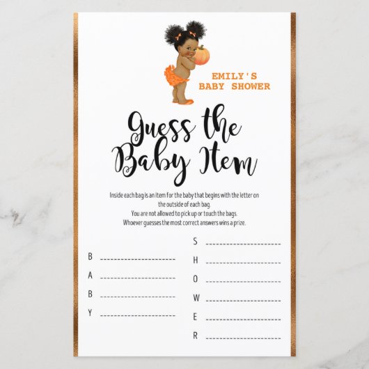 Little Pumpkin Baby Shower Game PRINTED (Vorderseite)