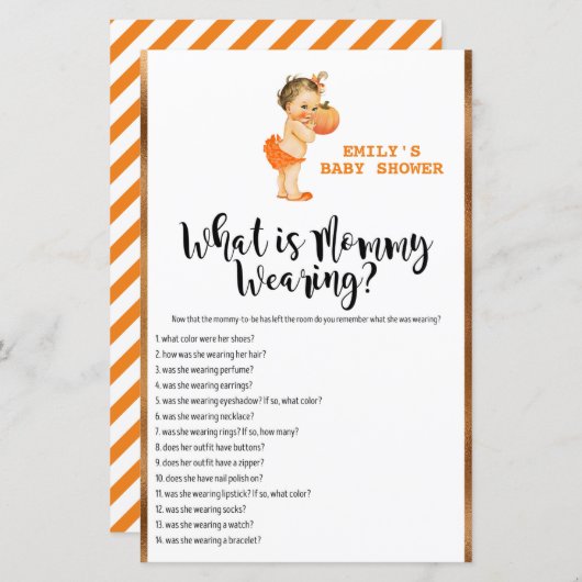 Little Pumpkin Baby Shower Game PRINTED (Vorne/Hinten)