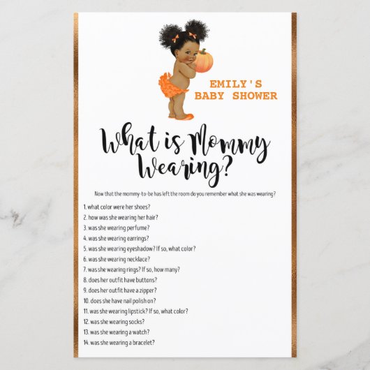 Little Pumpkin Baby Shower Game PRINTED (Vorderseite)