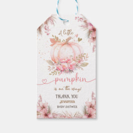 Little Pumpkin Baby Shower Girl Pink Fall Geschenkanhänger