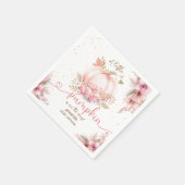Little Pumpkin Baby Shower Girl Pink Fall Paper Serviette (Ecke)