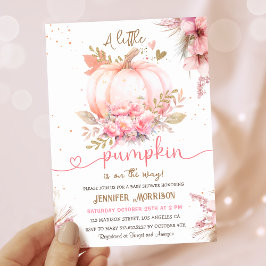 Little Pumpkin Baby Shower Girl Pink Herbst Herbst Einladung