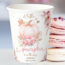 Little Pumpkin Baby Shower Girl Pink Herbst Herbst Pappbecher