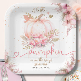 Little Pumpkin Baby Shower Girl Pink Herbst Herbst Pappteller