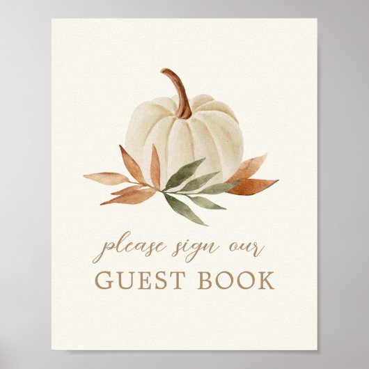 Little Pumpkin Baby Shower Guest Book Sign Poster (Vorne)