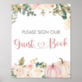 Little Pumpkin Baby Shower Guest Book Sign Poster (Vorne)