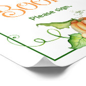 Little Pumpkin Baby Shower Guest Book Table Sign Poster (Ecke)