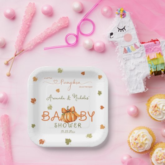 Little Pumpkin Baby Shower Herbstlaub Pappteller (Party)