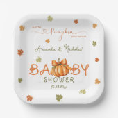 Little Pumpkin Baby Shower Herbstlaub Pappteller (Vorderseite)