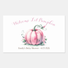 Little Pumpkin Baby Shower Label - Mädchen Rechteckiger Aufkleber