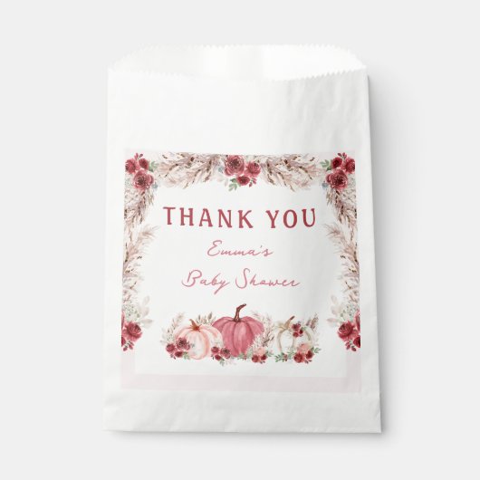 Little Pumpkin Baby Shower Marsala Pink Gefältelta Geschenktütchen (Vorderseite)