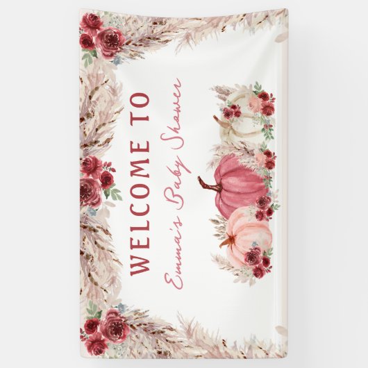 Little Pumpkin Baby Shower Marsala Willkommensbann Banner (Vertikal)