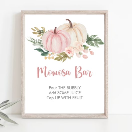Little Pumpkin Baby Shower Momosa Bar Sign Poster