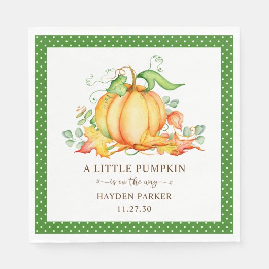 Little Pumpkin Baby Shower Napkins Serviette (Vorderseite)