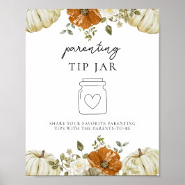 Little Pumpkin Baby Shower Parentation Tip Jar Sig Poster