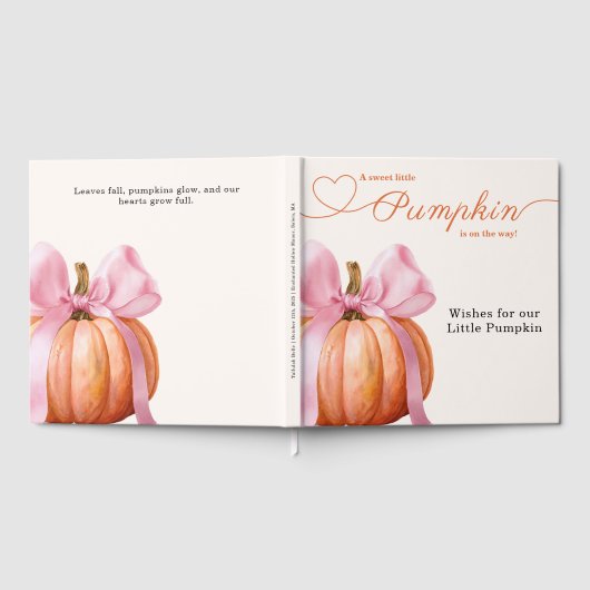 Little Pumpkin Baby Shower Ribbon - Romantisches S Gästebuch (Voll)